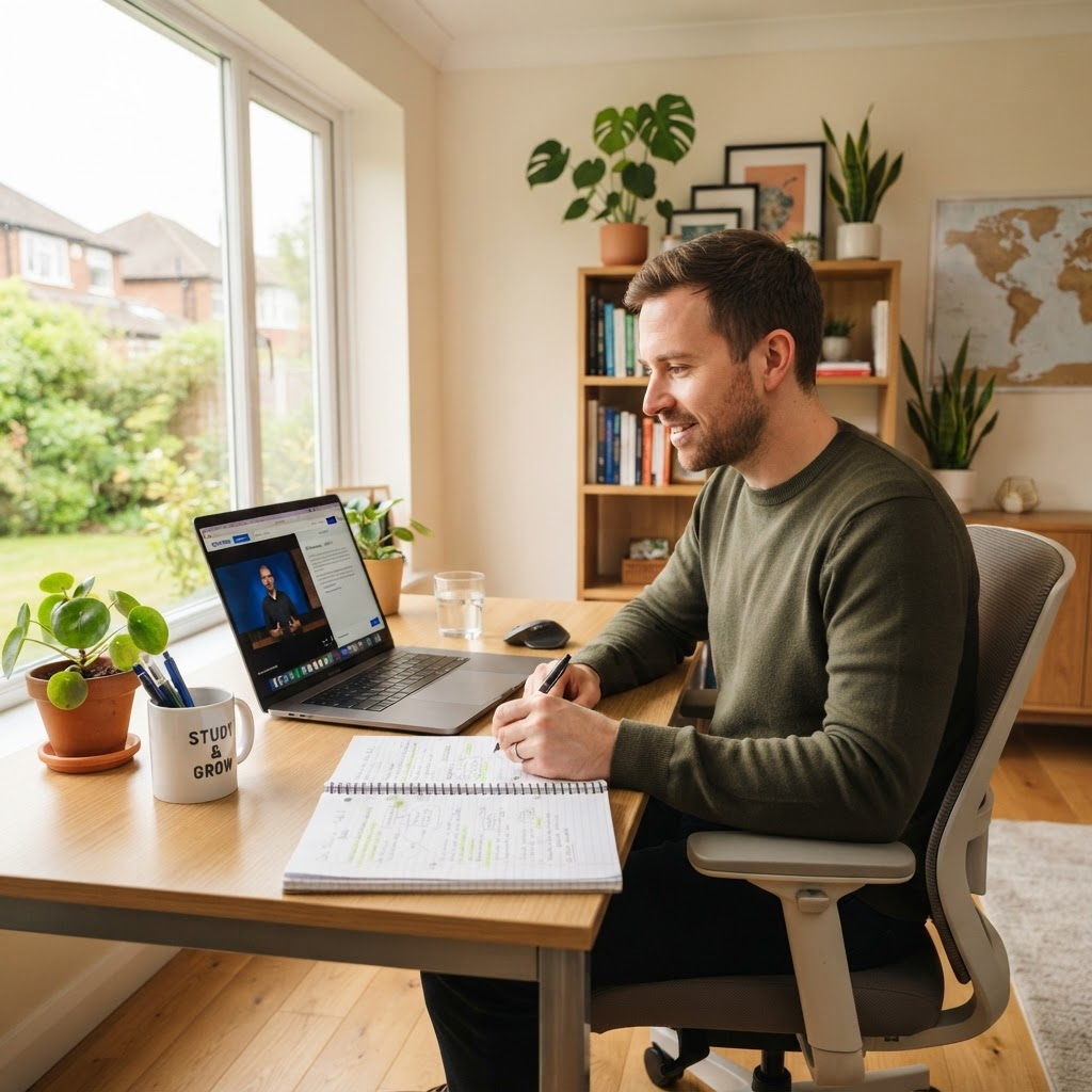 Student completing the 75-hour New Jersey real estate pre-licensing course online.